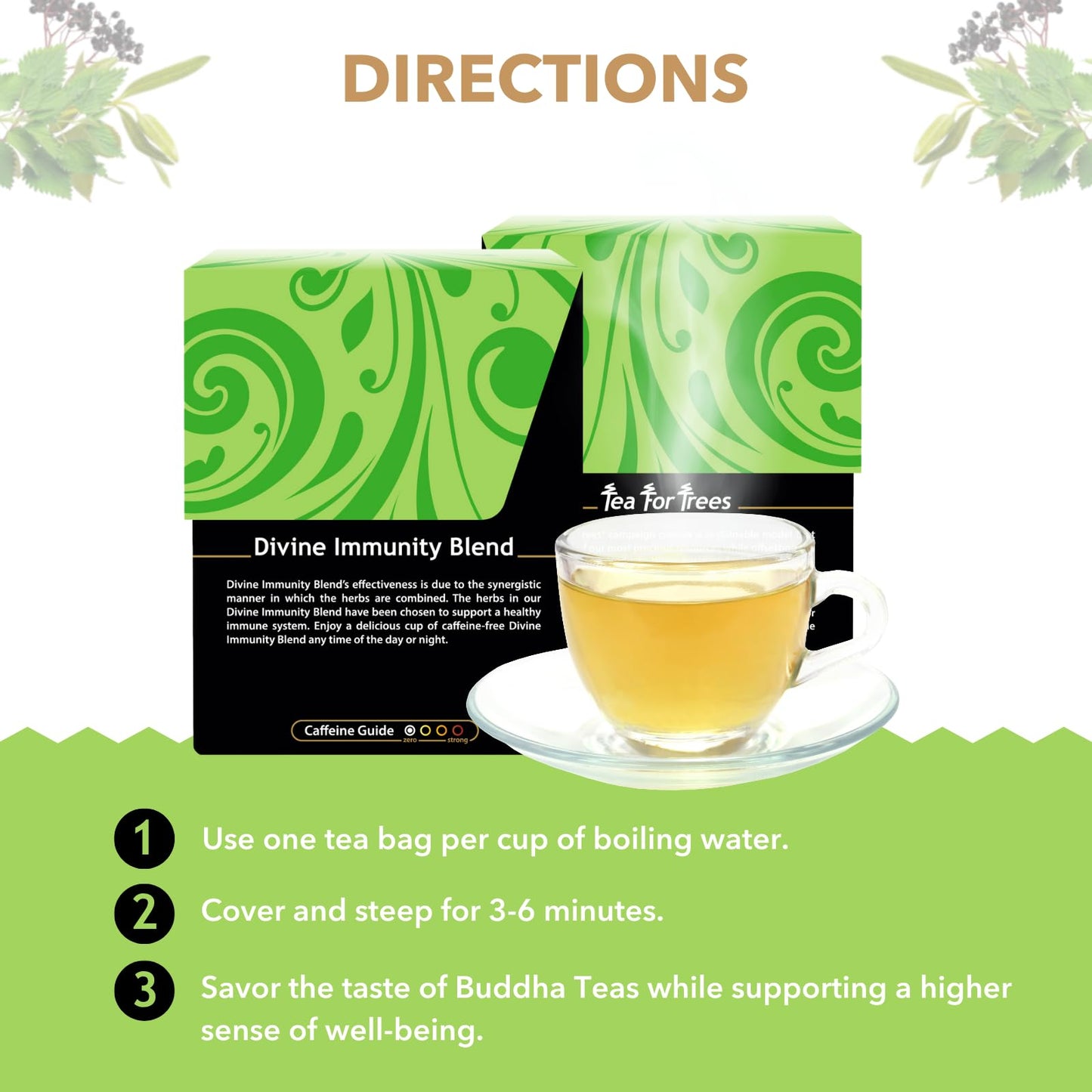 Buddha Teas - Organic Divine Immunity Blend - Herbal Tea - For Health & Wellbeing - With Antioxidants & Minerals - Clean Ingredients - Caffeine Free