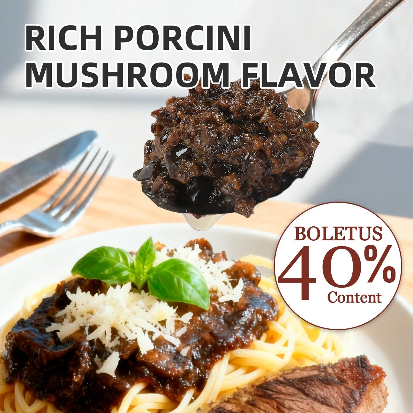 YANGFUN Porcini Mushroom Sauce, Natural Boletus Condiment, Ready-to-eat?Mushroom Can?1.7oz