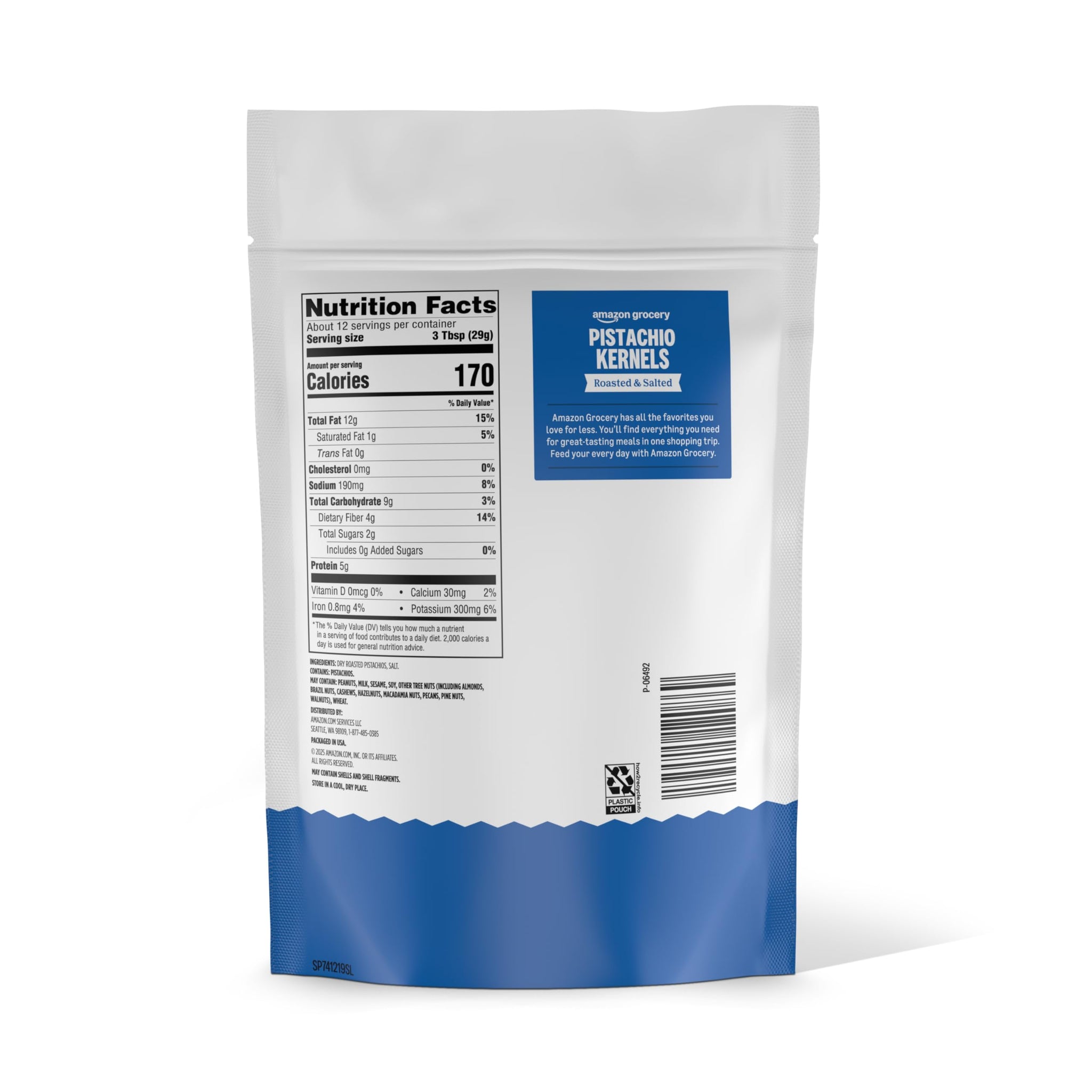 Amazon Grocery, Pistachio Kernels, Roasted & Salted, 12 Oz (Previously Happy Belly, Packaging May Vary)