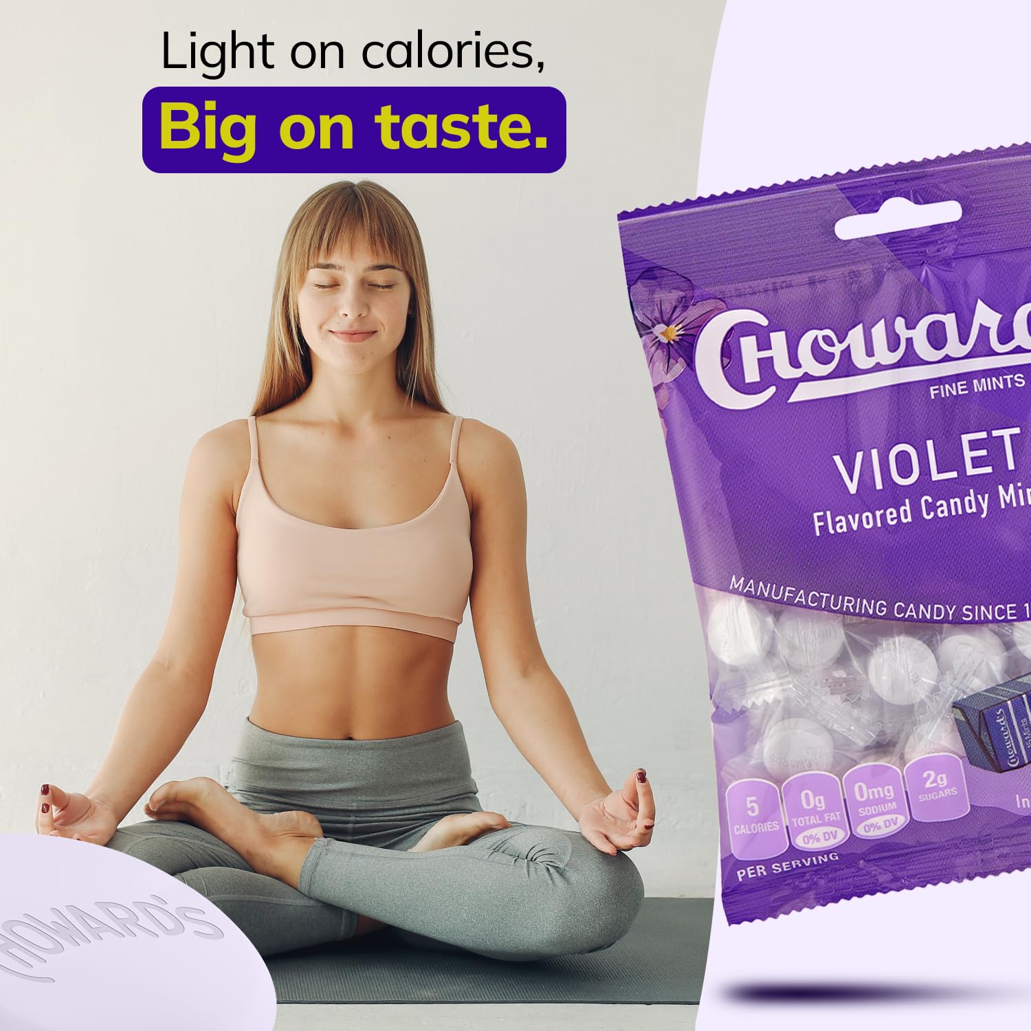 Choward's Violet Mints Candy Bag | Bold Aromatic Flavor | Perfect for Snacks in Lunchboxes, Travel, Sharing, and Gifting | Nostalgic Vintage Candy | 3
