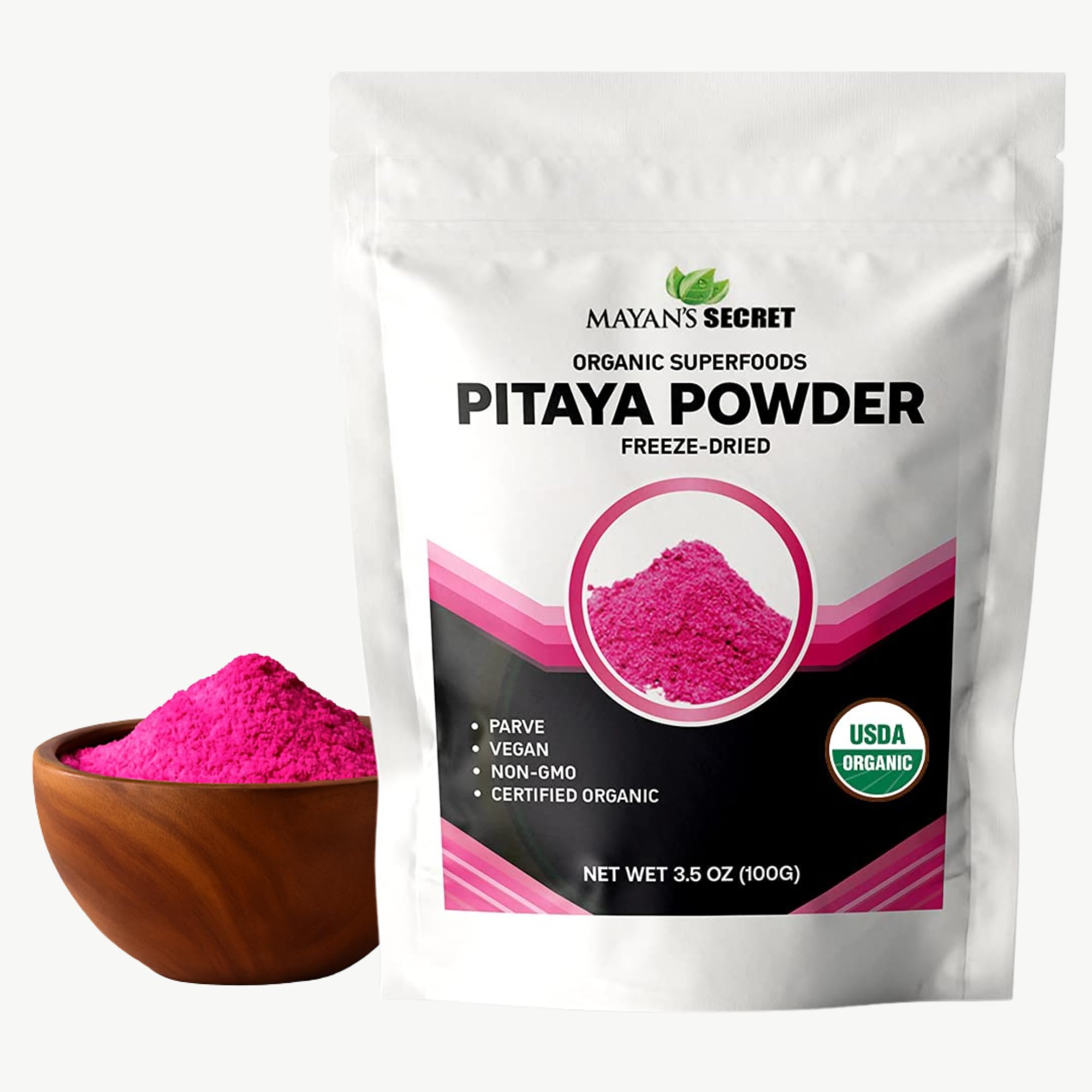 Mayan's Secret 3.5oz Pink Pitaya Powder Organic Dragonfruit | Vitamin C