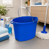 CORVANTA GLOBAL 12 Quart Plastic Oval Bucket, Blue Multi-Purpose Utility Pail for Cleaning, Storage, Rinsing, Laundry, Car Wash, Home, Garage, Indoor
