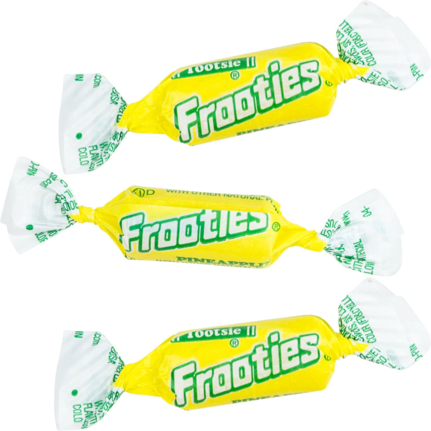 Pineapple Tootsie Roll Frooties Chewy Tropical Candy with Fresh Sweet & Juicy Flavor 85+ Pieces Individually Wrapped in Resealable Assortit Bag, 1.5