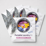 Portable Laundry Kit - Travel Clothes Cleaning Essentials with Liquid Detergent, Stain Remover Wipe, Dryer Sheet & Laundry Bag - Bulk Supply