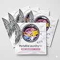 Portable Laundry Kit - Travel Clothes Cleaning Essentials with Liquid Detergent, Stain Remover Wipe, Dryer Sheet & Laundry Bag - Bulk Supply