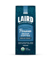 Laird Superfood Peruvian Medium Roast Decaffeinated Ground Coffee, Chemical-Free Decaf Swiss Water Processed Ground Coffee, Gluten-Free, Dairy-Free