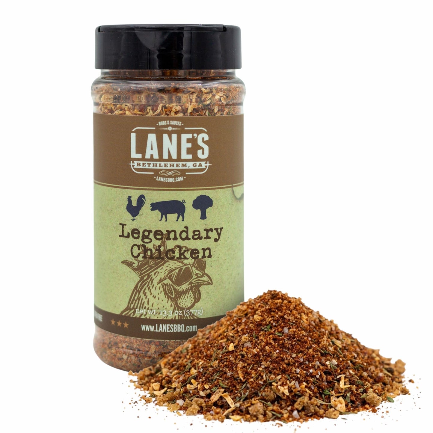 Lane's Legendary Chicken Rub, 13.3 oz - Bold & Balanced Chicken Seasoning Blend with Clean Ingredients, 0 Fat & Cholesterol, 5 Calories per Serving
