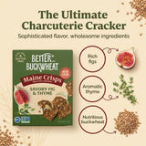 Maine Crisp Savory Fig & Thyme Crisps - Vegan Gluten Free Crackers - Snack Crackers, Grain Free, Dairy Free, Non-GMO - Sweet & Savory Flavor - 4oz