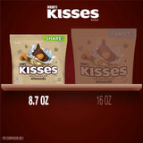 HERSHEY'S KISSES Milk Chocolate with Almonds Candy Share Pack, 8.7 oz