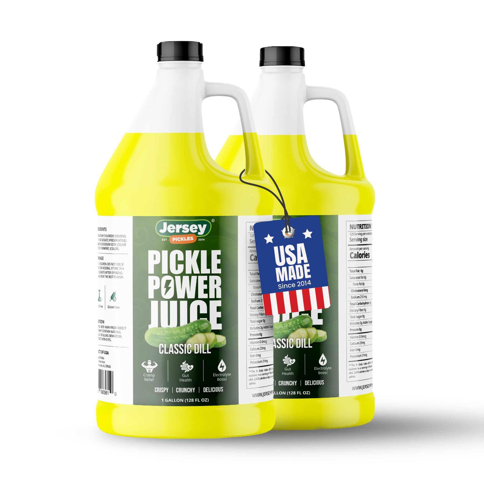 Jersey Pickles - Pickle Power Juice Classic Dill | Pickle Juice with Electrolytes for Hydration | Vegan, Gluten Free (2 Gallon, Classic Dill)