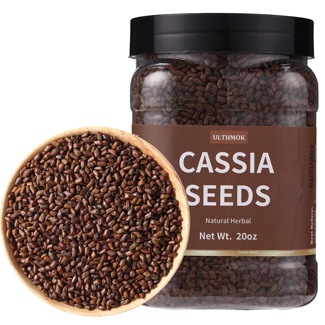Top Grade Natural Cassia Seed Tea,Jar 20 Oz/ 568g .Chinese Herbal Tea/Jue Ming Zi ???,Cooked Cassia Seeds,No Additives,Sugar Free.