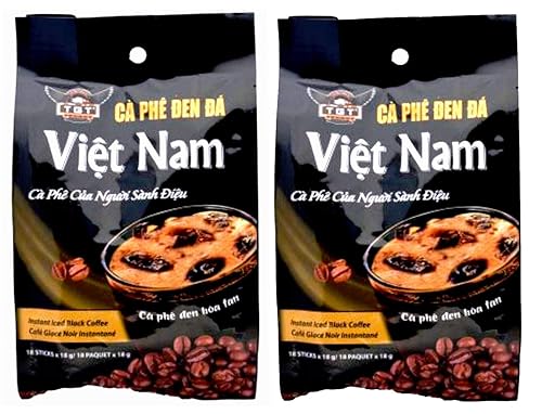TGT Instant Iced Black Coffee, The Original Vietnamese Instant Coffee Mix, Café ?en Hòa Tan, Coffee Packets Single Serve, Great Coffee Gift for Office