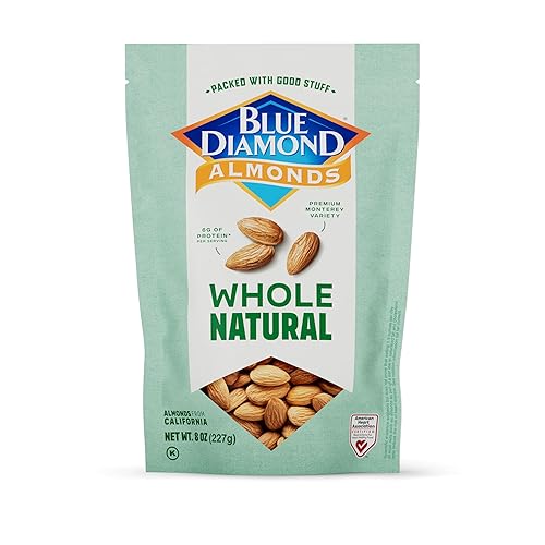 Blue Diamond Almonds, Premium Whole Natural Snack Nuts Non GMO Perfect for Healthy Snacking with 8 Grams of Protein, 8 Ounce (Pack of 1)