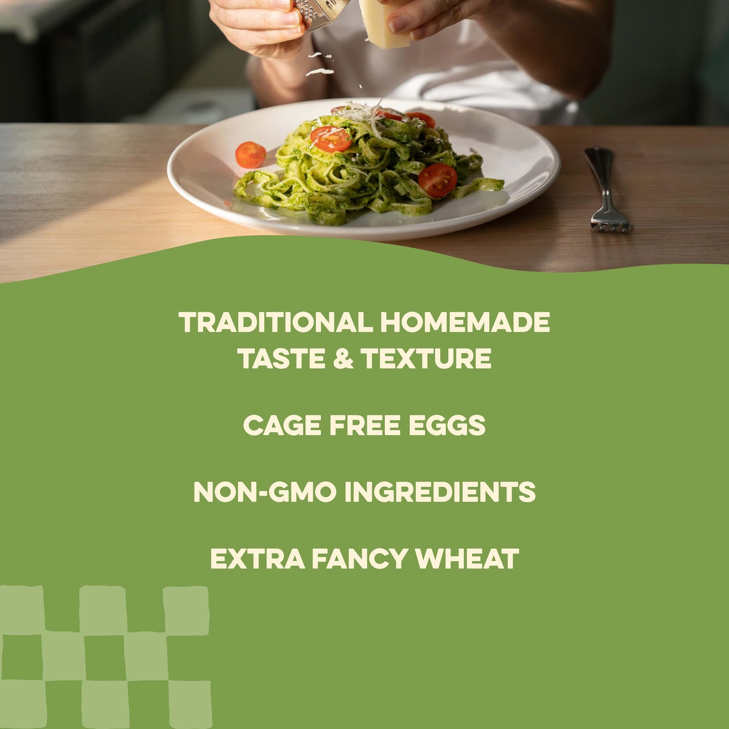 Al Dente Spinach Farfalletti - All-Natural, Hand-Crafted Spinach Egg Pasta. Traditional Pasta Noodles Made With Cage-Free Eggs & Durum Wheat, Great