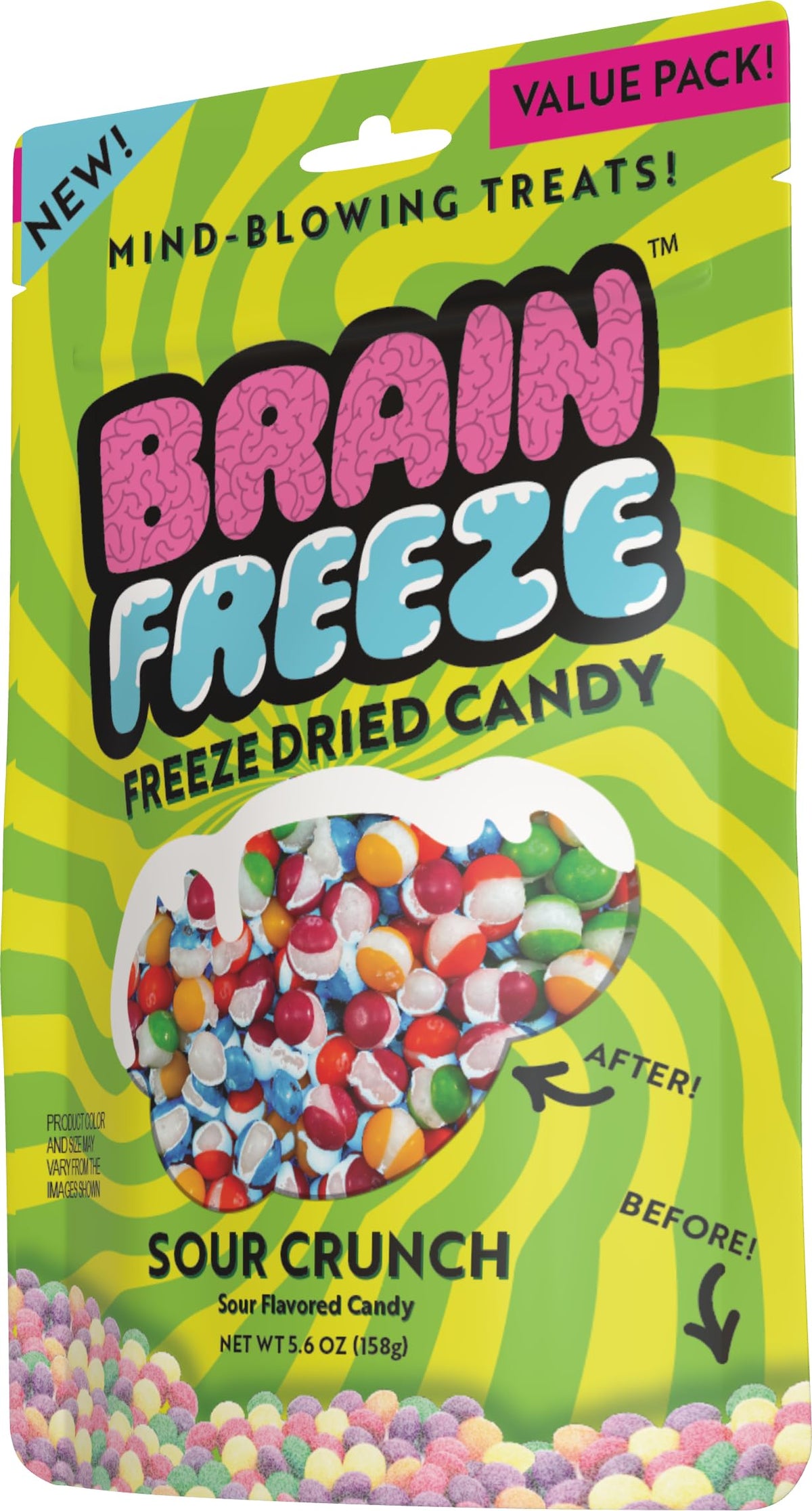 BRAIN FREEZE Sour Crunch Freeze-Dried Candy - Sweet & Tangy Gourmet Freeze Dried Candy Snack - Single Pack