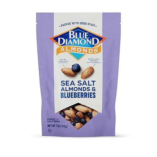 Blue Diamond Almonds, Premium Sea Salt and Blueberries Snack Nuts Perfect Snack Mix with Protein and Fiber, 7 Ounce (Pack of 1)
