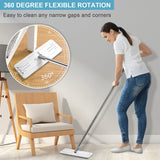 BOSHENG Mop and Bucket with Wringer Set, Hands Free Flat Floor Mop and Bucket, 3 Washable Microfiber Pads Included, Wet and Dry Use, Home Floor