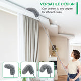 Microfiber Feather Duster with Extendable Pole, 100-inch Extra-Long Dusters Telescoping Cobweb Duster for Cleaning, Bendable and Washable Microfiber
