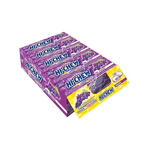 HI-CHEW Grape Sticks, 15-Pack, Unique Fun Soft & Chewy Taffy Candy, 1.76oz Each - Made with Immensely Juicy Fruity Flavors