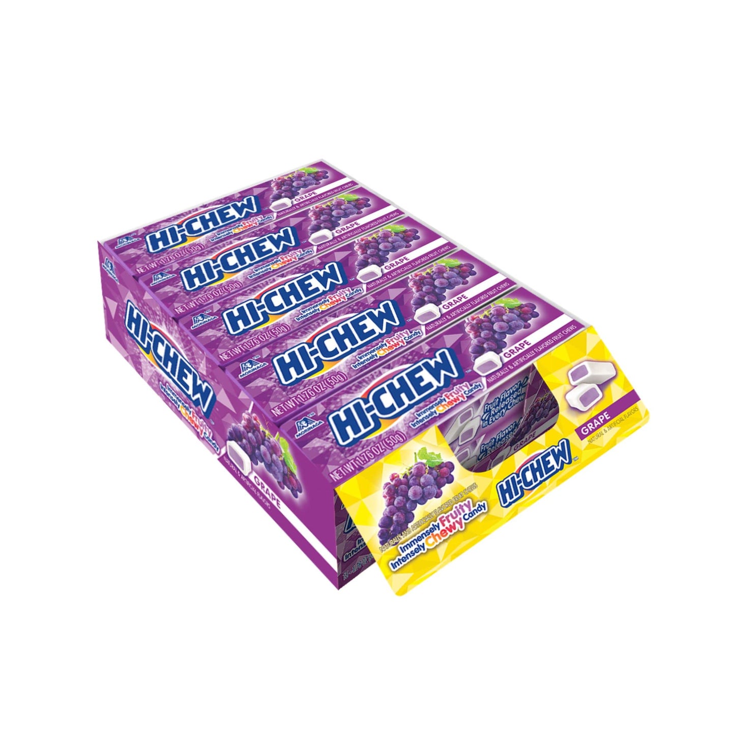 HI-CHEW Grape Sticks, 15-Pack, Unique Fun Soft & Chewy Taffy Candy, 1.76oz Each - Made with Immensely Juicy Fruity Flavors