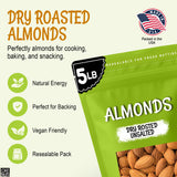 Oh! Nuts Almonds - Dry Roasted Unsalted Almonds - 5 lb - No Salt, No Oil All-Natural Protein - Packed in New York Zip-Seal Bag for Exceptional
