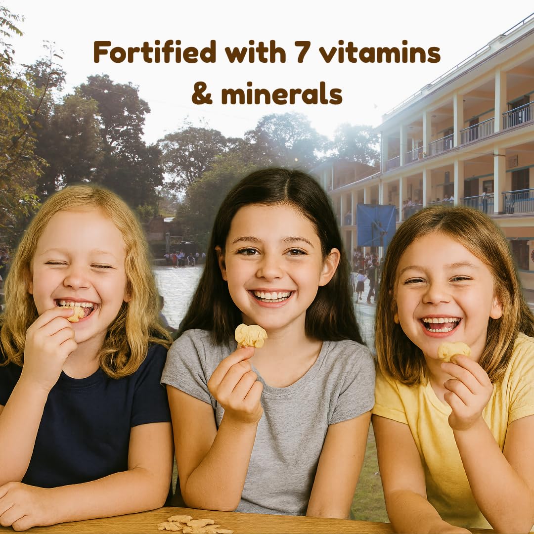 Happy Snacks Animal Crackers - Plant Based Ingredients, Animal Crackers Snack Packs, Nut & Peanut Free, Fortified with Essential Vitamins & Minerals