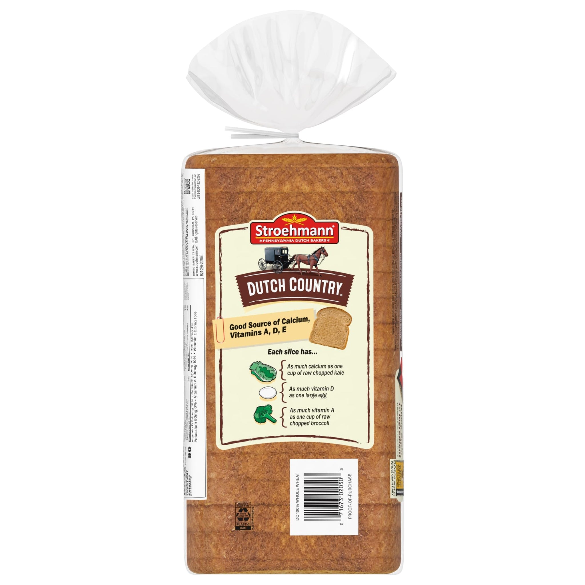 Stroehmann Dutch Country Whole Wheat Bread, Wheat Bread, 24 oz Bag