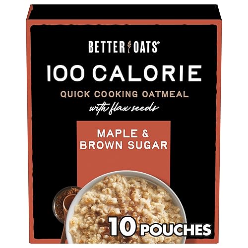 Better Oats Steel Cut Protein Oatmeal Packets, Maple and Brown Sugar Flavor with Flax Seeds and Whole Grains, Quick-Cooking Breakfast, Box of 8