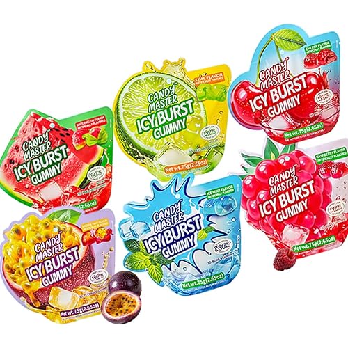 Candy Master Peelable Fruit Gummies mixed flavor 6Pack, 6 Flavors Fun to Peel, Chewy Texture, Halal-Certified Holiday Gifts