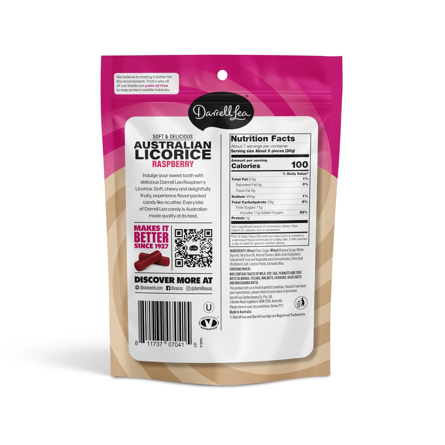 Darrell Lea Soft Australian Licorice, Non-GMO, No Palm Oil, Plant Based, No High Fructose Corn Syrup, Soft & Chewy Licorice Candy, Made in Australia