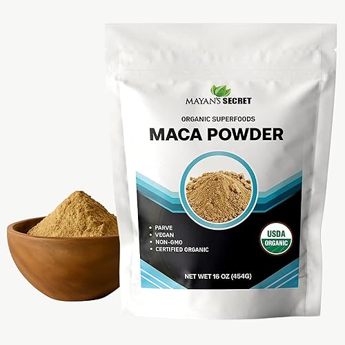 Mayan's Secret - Maca Root Powder 16oz Organic USDA Certified Parve Non-GMO Vegan Superfoods for Breakfast, Smoothies, Baking & Ice Cream