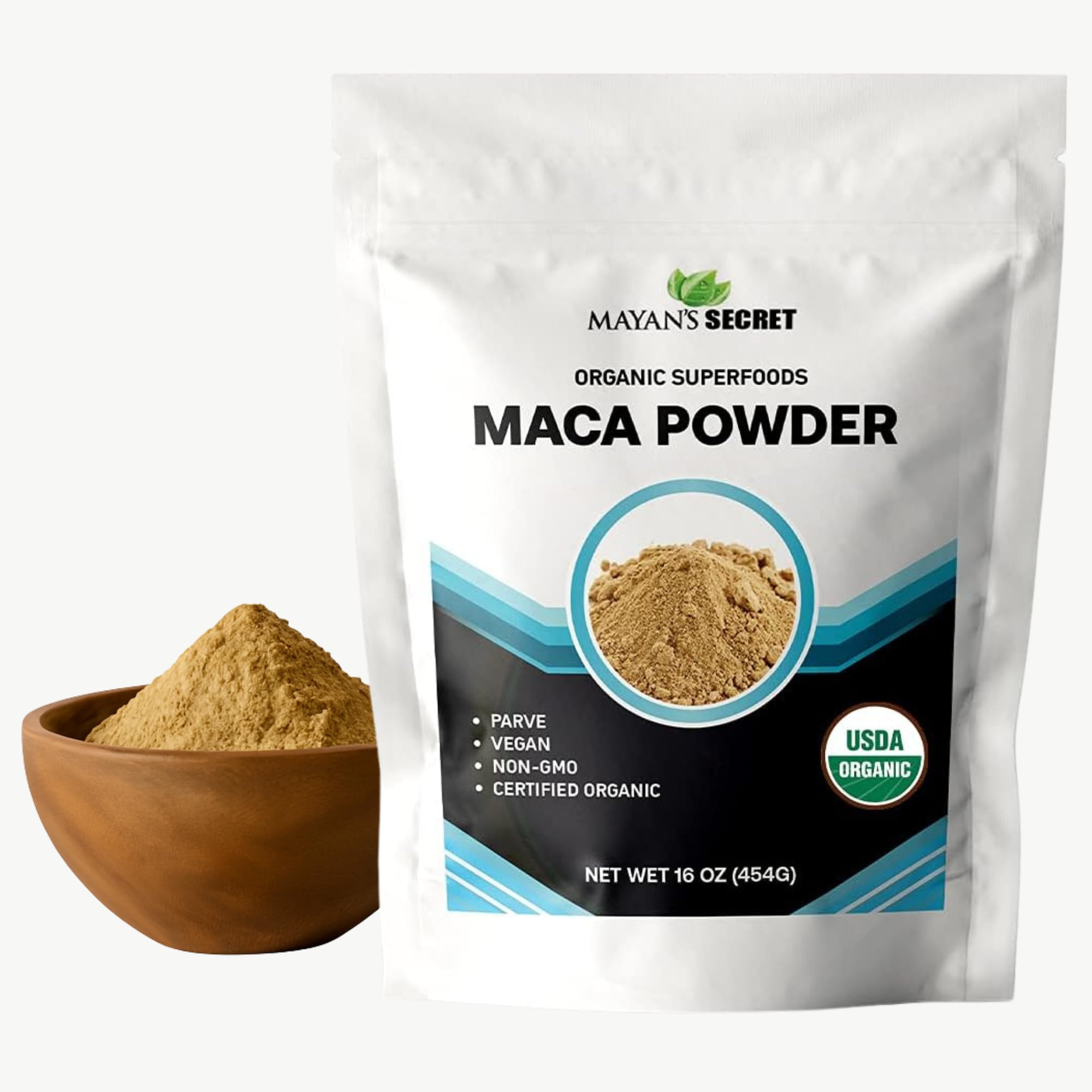 Mayan's Secret - Maca Root Powder 16oz Organic USDA Certified Parve Non-GMO Vegan Superfoods for Breakfast, Smoothies, Baking & Ice Cream
