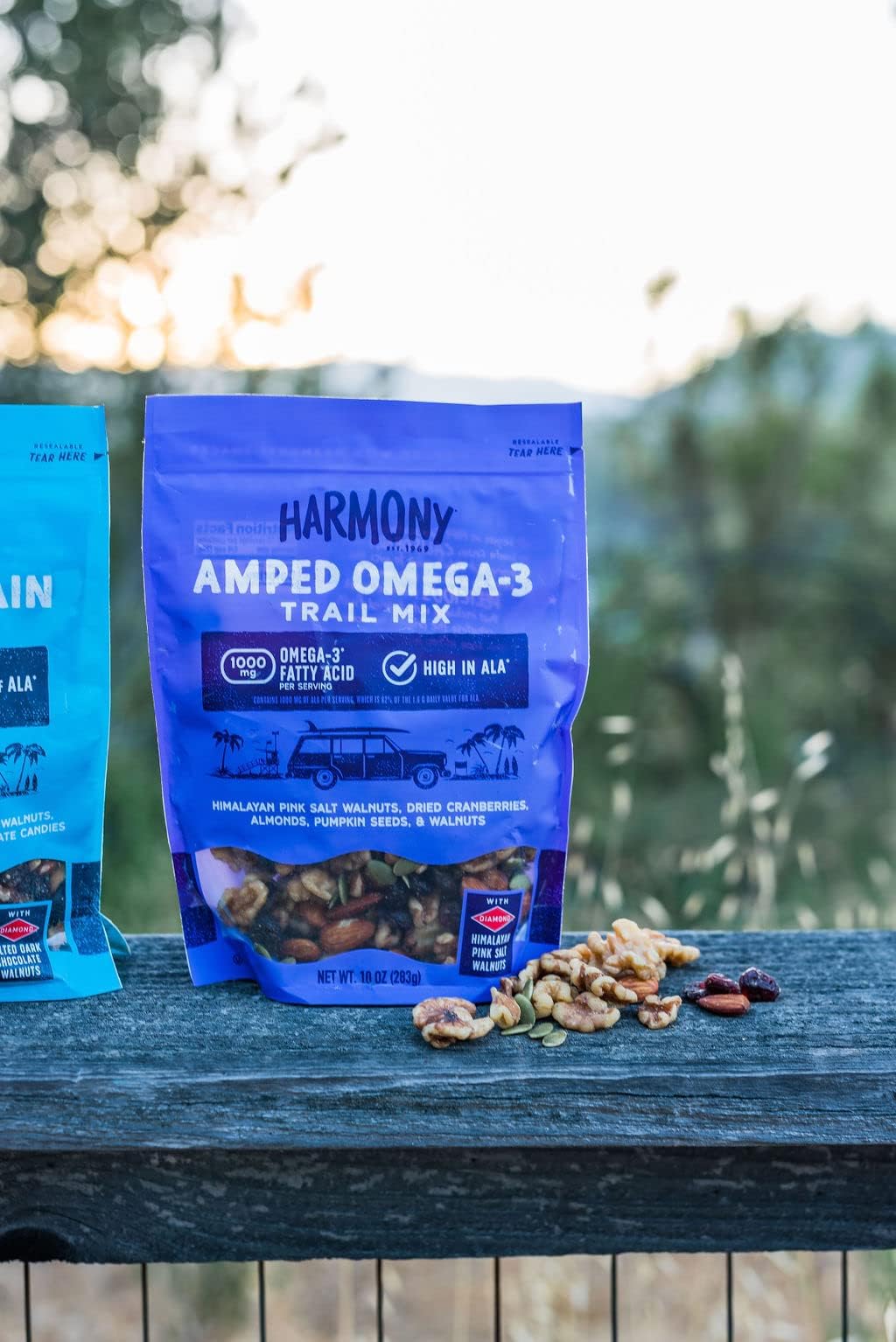 Diamond of California Harmony Amped Omega-3 Trail Mix with Mixed Nuts, Dried Fruit, Diamond of California Himalayan Pink Salt Walnuts, and Seeds, 10