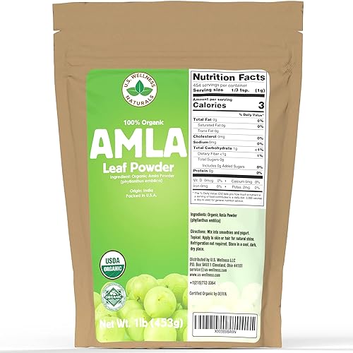 Organic Amla Powder - 1 LB | Amalaki, USDA Organic, Non-GMO - 100% Raw and Natural, by U.S. Wellness Naturals