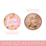 Pink and Gold Sweet 16 Kiss Stickers, 180 Count