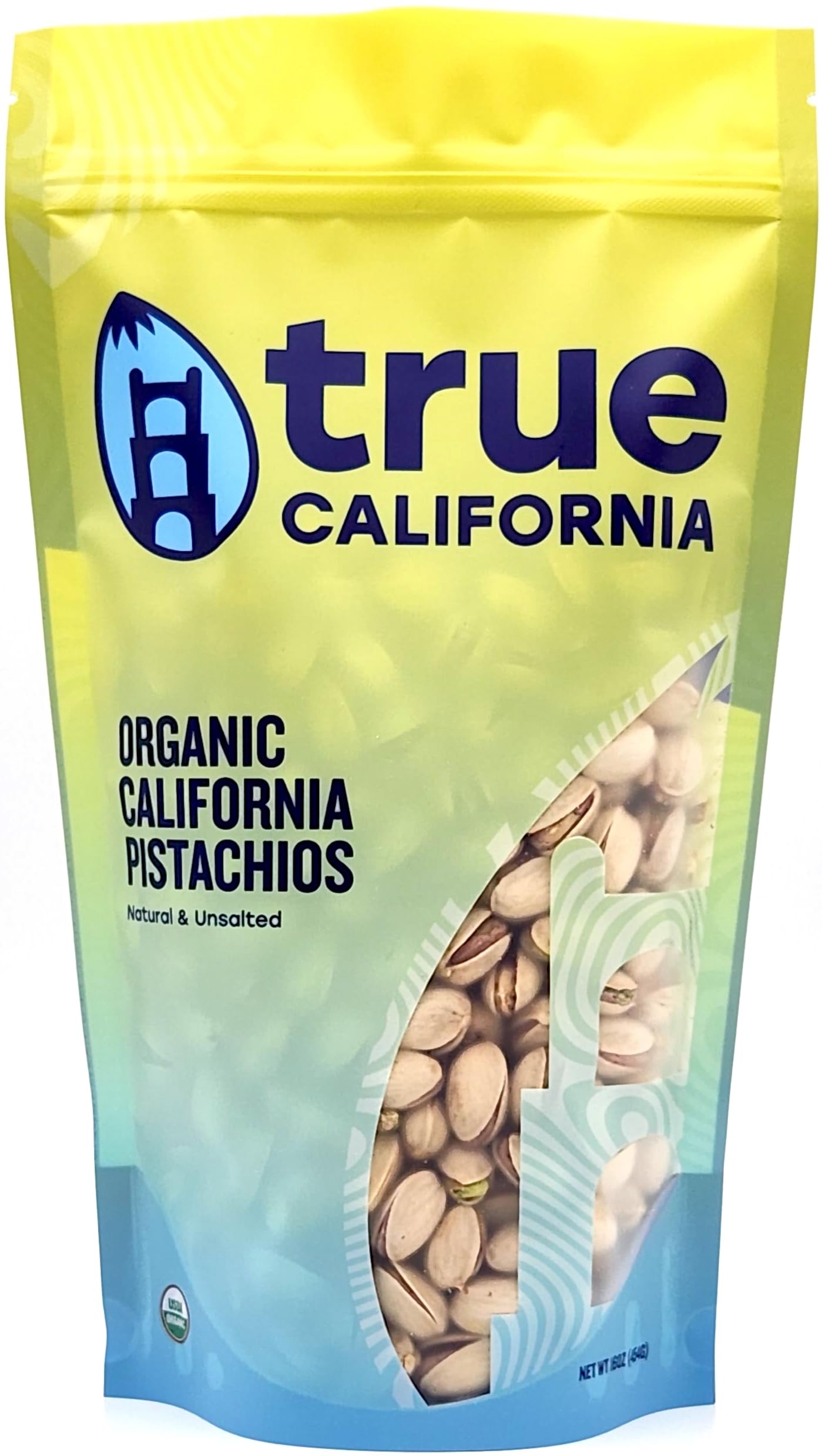 True California Organic Pistachios (1 LB) Raw, Natural & Unsalted, Not Roasted, In-Shell, Vegan & Gluten-Free