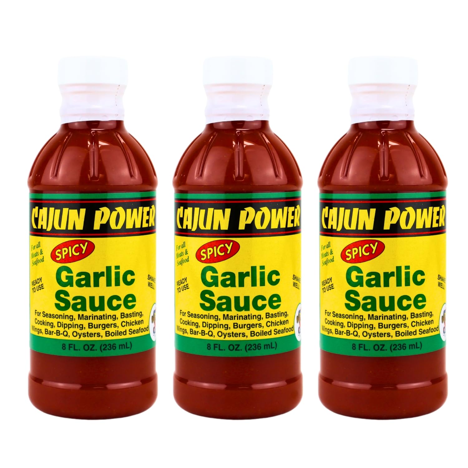 Cajun Power garlic sauce - Authentic Louisiana Flavor, Gourmet Cooking Sauce, Perfect for Cajun Recipes, Marinades, Grilling, and Dipping (3 Pack