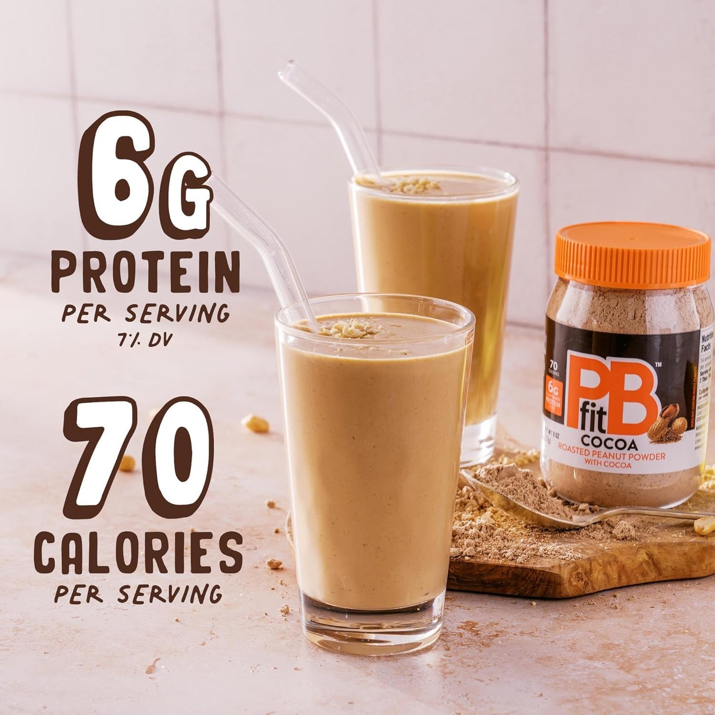 PBfit 8 Ounce Peanut Butter Powder Chocolate Flavor, Cocoa Powdered Peanut Butter Spread From Real Roasted Peanuts and Cocoa, 6g of Protein 7% DV