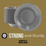 Party Solids 12 Oz Silver Plastic Bowls Disposable Bowls for Hot Food Soup 50 Pcs - For Soup, Salad, Cereal, Desserts & Party Supplies