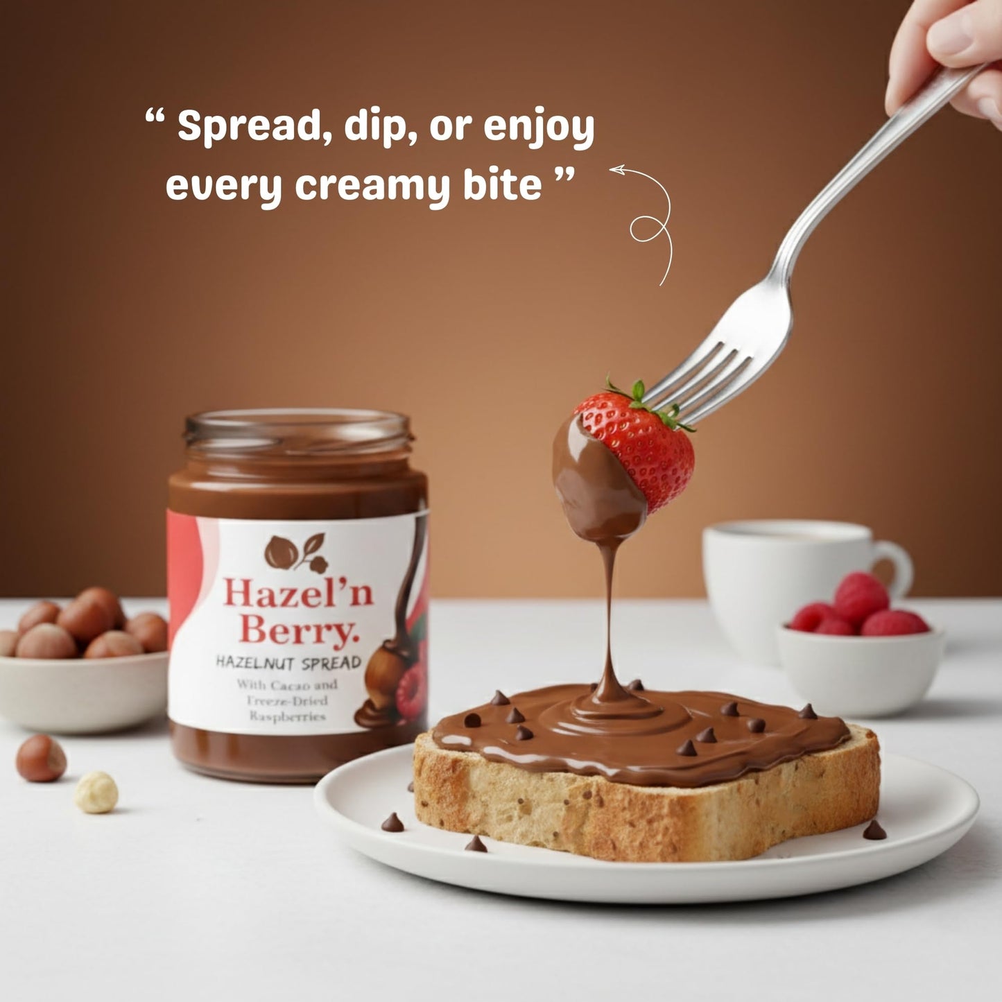 Hazel’n Berry Hazelnut Cacao Spread with Freeze-Dried Raspberries, Creamy Chocolate Hazelnut Spread, No Palm Oil, Breakfast Favorite 12.34 oz Jar