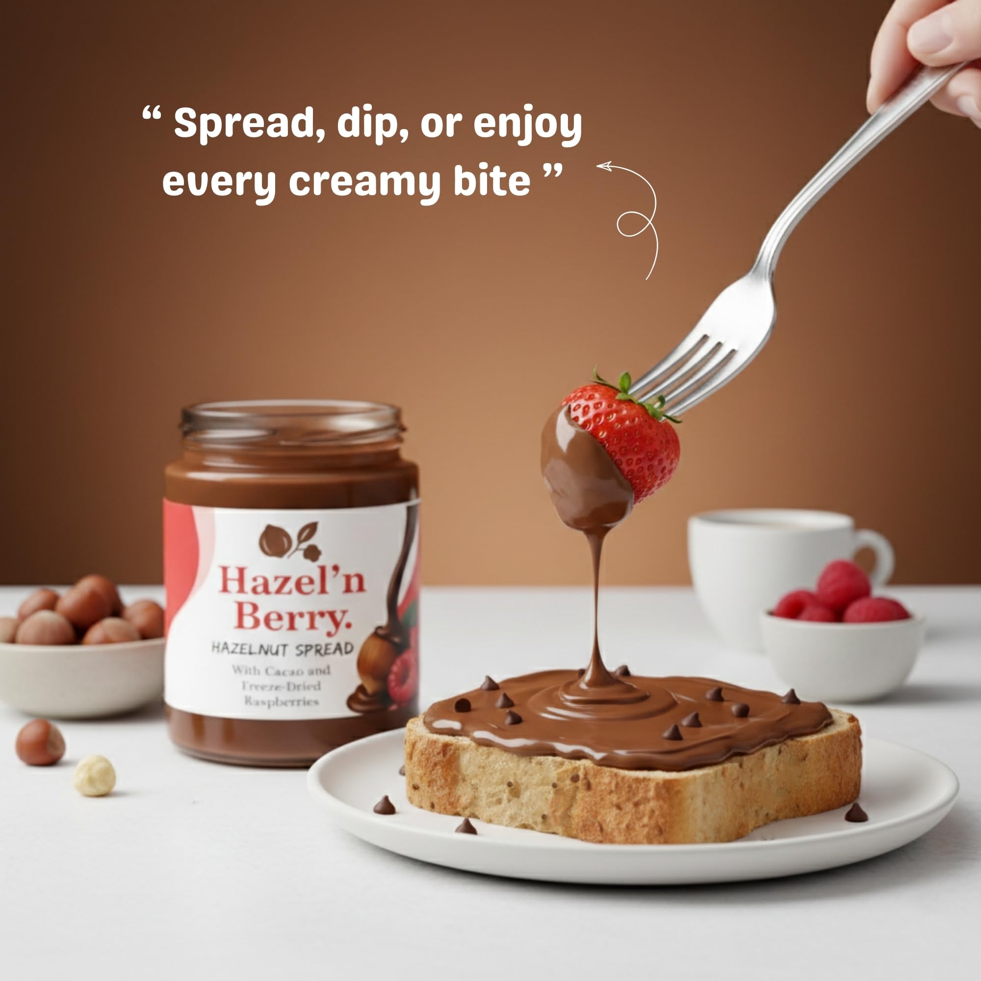 Hazel’n Berry Hazelnut Cacao Spread with Freeze-Dried Raspberries, Creamy Chocolate Hazelnut Spread, No Palm Oil, Breakfast Favorite 12.34 oz Jar