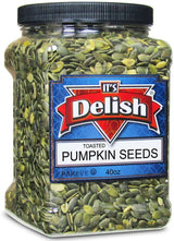 Gourmet Toasted Pumpkin Seeds Pepitas (Green Pumpkin Seed Kernels, No Shell, Raw) by It's Delish - 40 Oz (2.5 lbs) Jumbo Reusable Bulk Container Jar