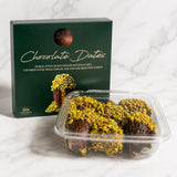 Nuts Factory Chocolate Dates - Dubai Style Milk Chocolate Covered Dates with Kataifi, Pistachio Sauce & Crushed Pistachios, Gourmet Stuffed Dates