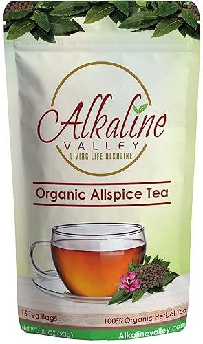 Allspice Tea Organic - 100% Alkaline - 15 Unbleached/Chemical-Free Tea bags - Caffeine-Free, No GMO