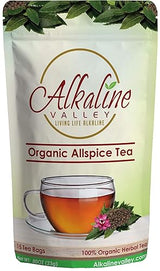 Allspice Tea Organic - 100% Alkaline - 15 Unbleached/Chemical-Free Tea bags - Caffeine-Free, No GMO