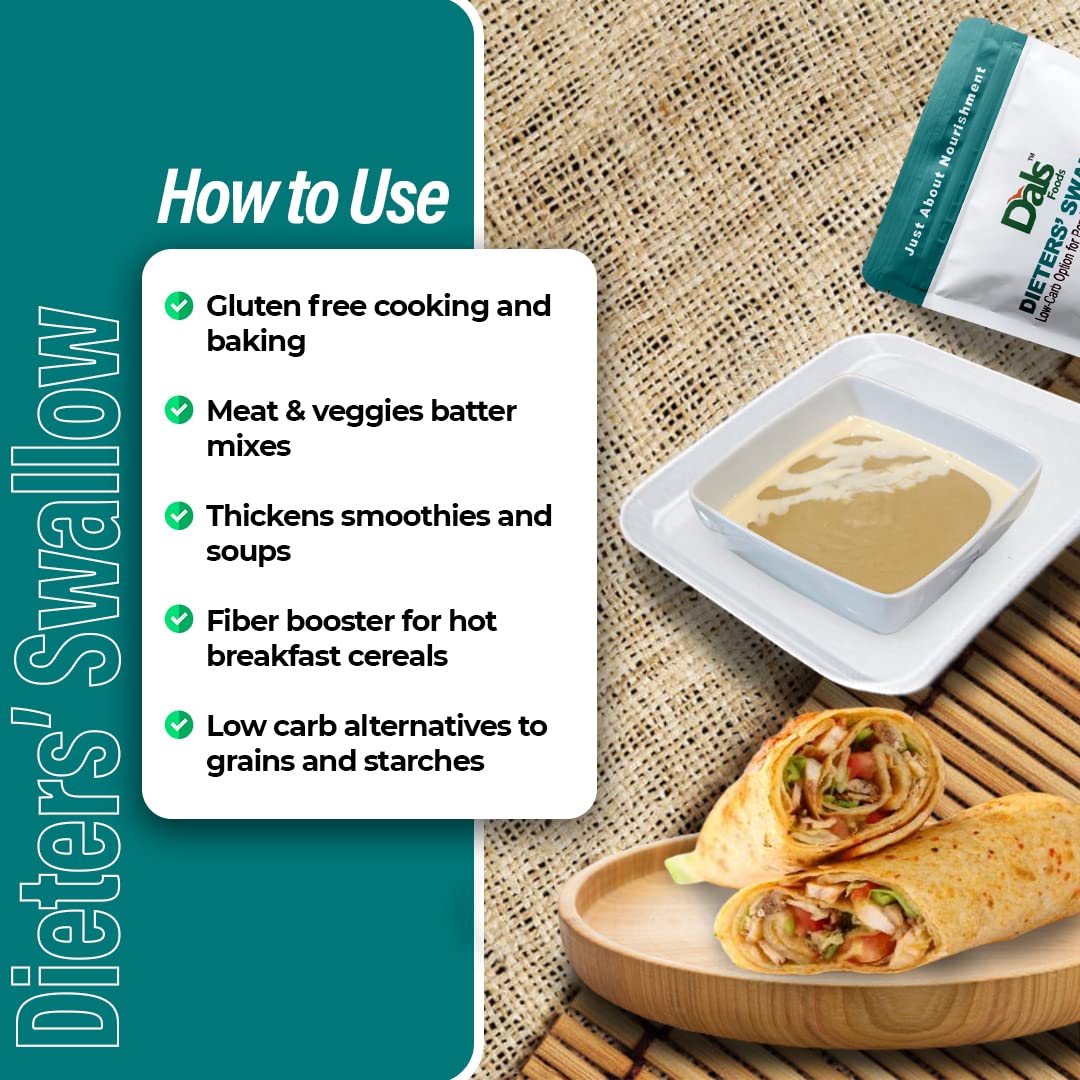 Dals Foods Healthy Nutritious Fufu, Dieters' Swallow | 100% Natural Flour, Low-Carb, Plant-Based Fiber & Protein Blend, Gluten Free Baking & Cooking
