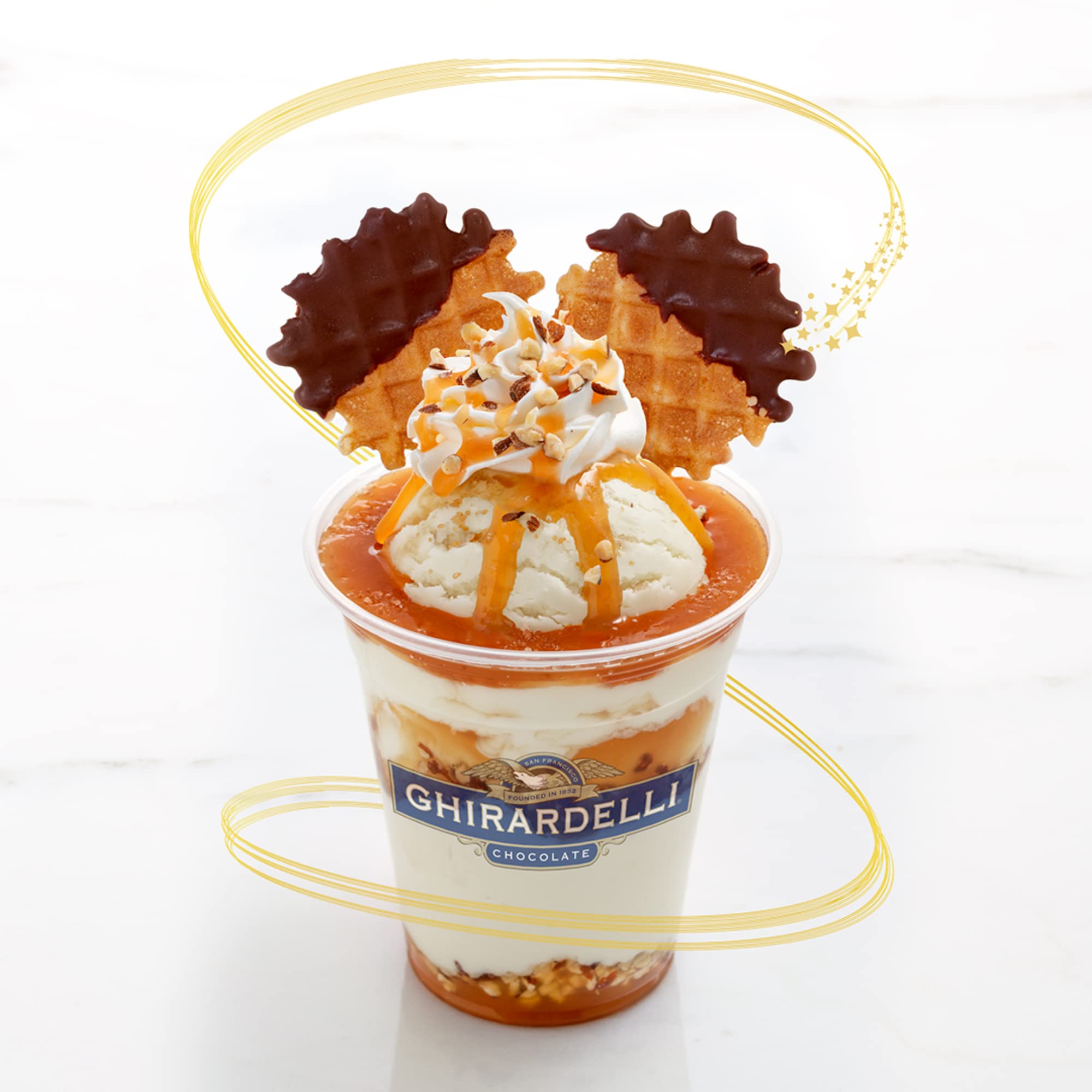 Ghirardelli Chocolate, Caramel, White Chocolate and Sea Salt Caramel Flavored Sauce 16 oz Bottles (Pack of 4) with Ghirardelli Stamped Barista Spoon