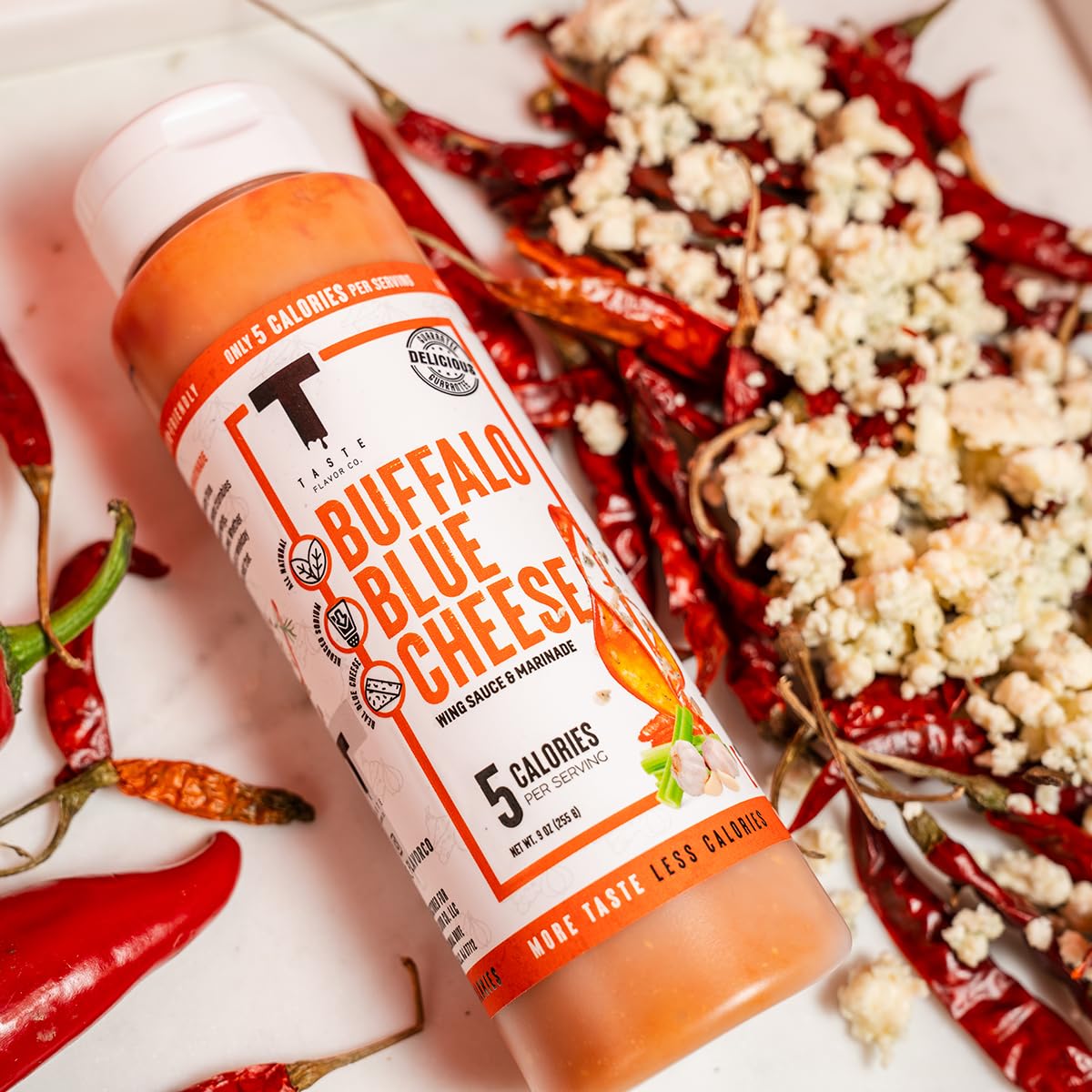 Taste Flavor Co. Grilling, Dipping Sauce and Marinade, Great Tasting, Low-Calorie Sauces, Keto Friendly, No Oils (5 Pack, Buffalo Blue Cheese)