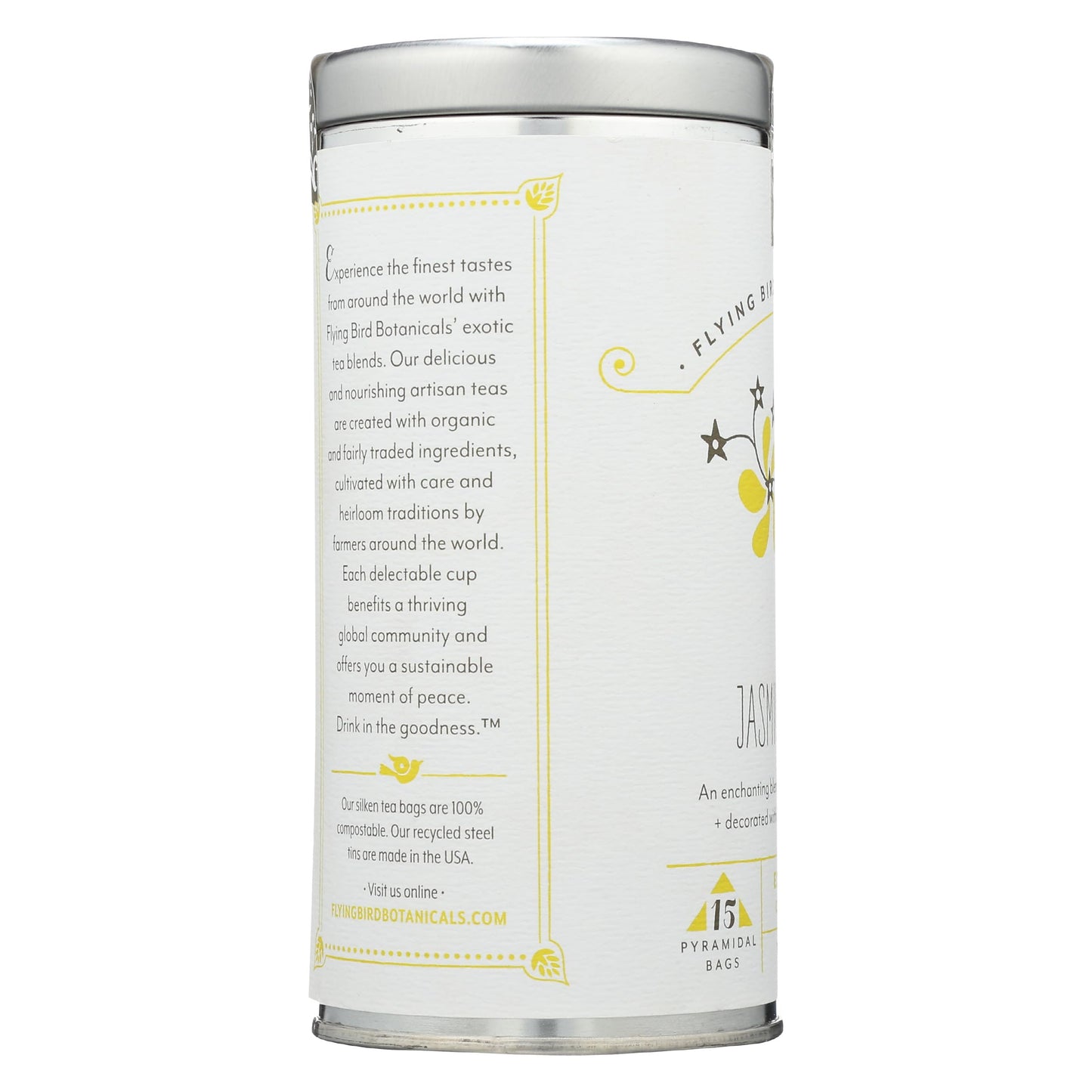 FLYING BIRD BOTANICALS Organic Jasmine Green Tea, 15 CT