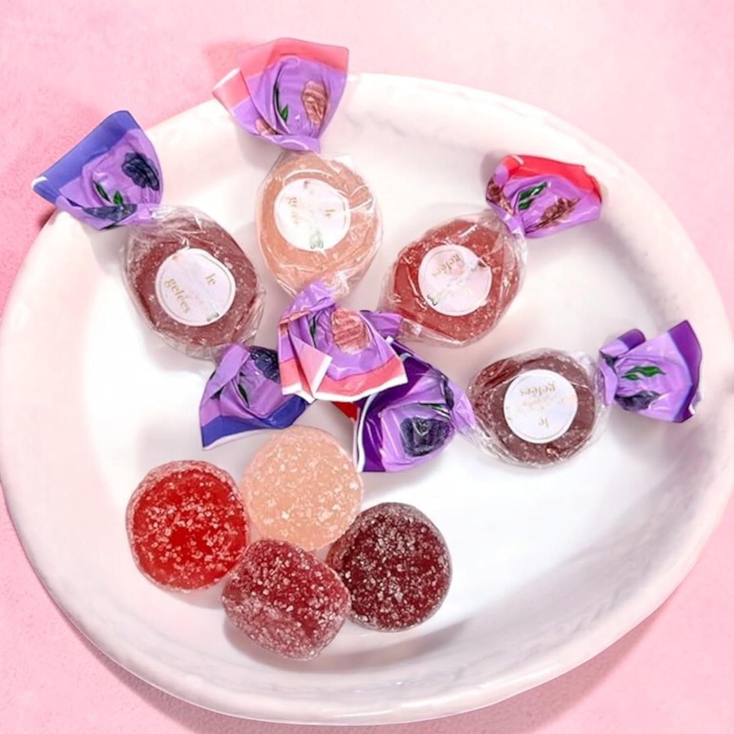 Gourmet Bonele Italian Berry Fruit Jellies -1.5 lbs Individually Wrapped Candy- Raspberry, Blackberry, Blueberry, and Wild Strawberry -Vegan